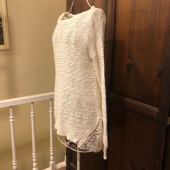 Vintage Havana Cream Crochet Panel Sweater Size Medium - Picture 2 of 8